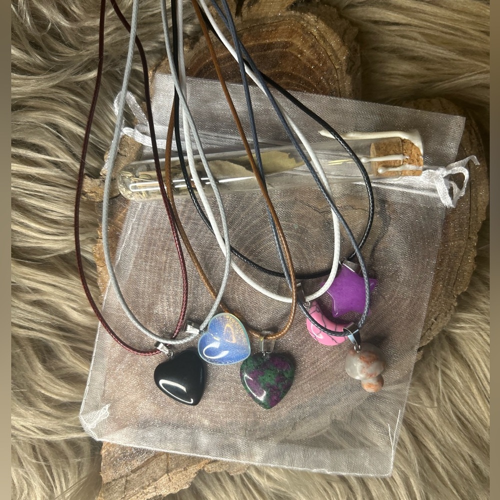 Crystal Pendant Necklace with Faux Leather Cord